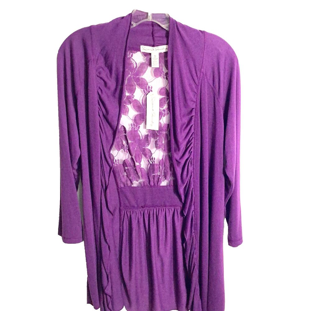 French Laundry Purple Cardigan XL Lace Back Jacket Blazer Women